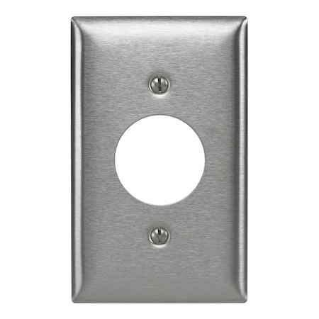 Hubbell Wiring Device-Kellems Wallplates and Boxes, Metallic Plates, 1- Gang, 1) 1.40" Opening, 430 Stainless Steel SS7L